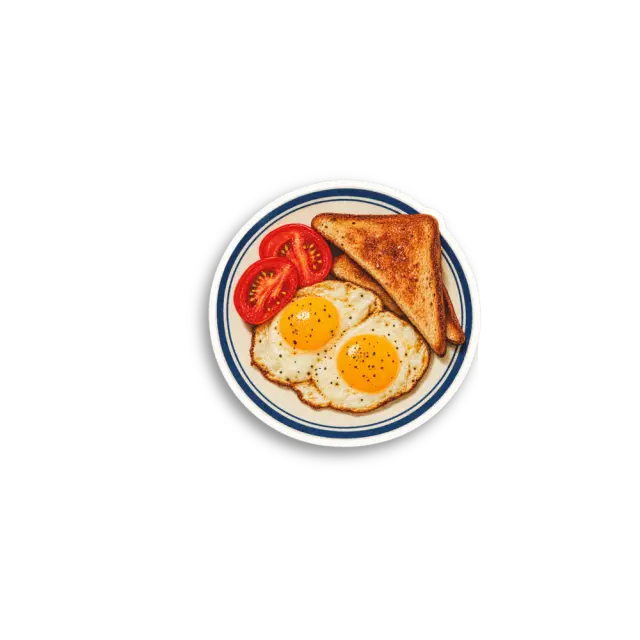Pegatina de plato de desayuno con huevo