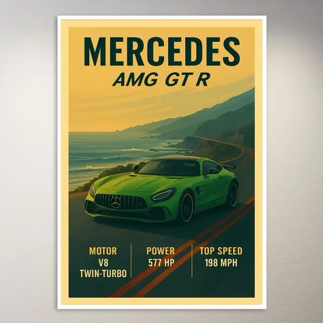 ملصق فني سيارة Mercedes AMG GTR خضراء