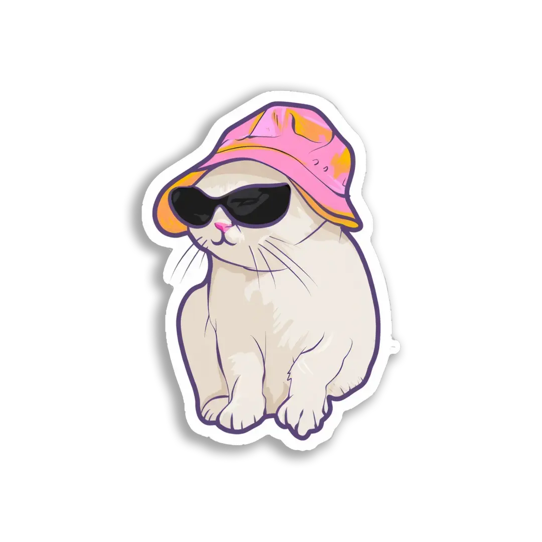 Cool Cat in a Pink Hat Sticker