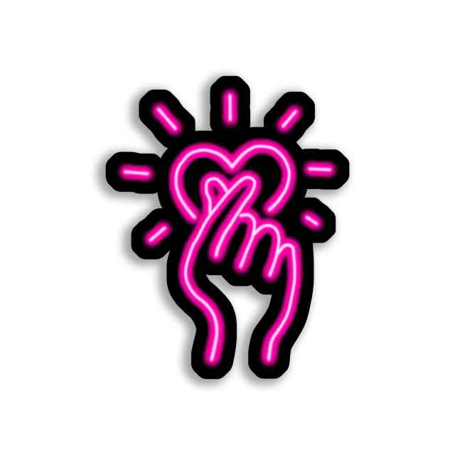 Neon Pink Heart Finger Sign Sticker