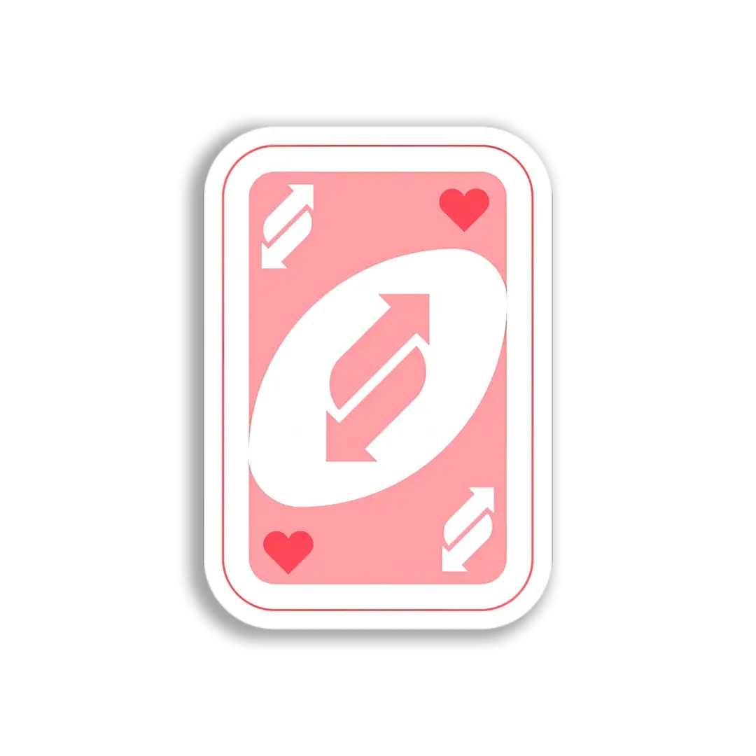 Pink Reverse Uno Card Sticker