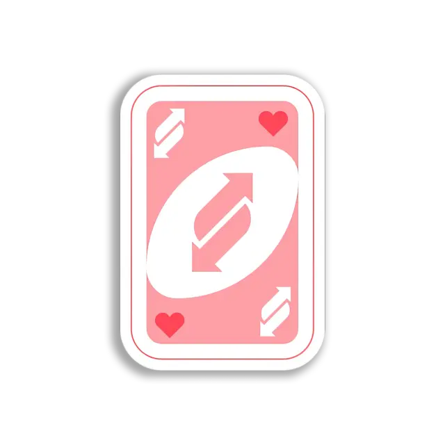 Pegatina de carta Uno de cambio de sentido rosa