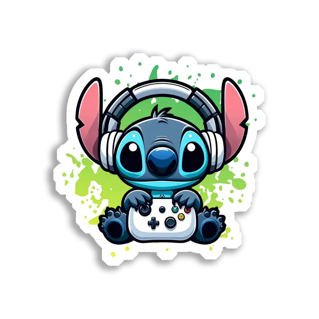 Stitch Plays Video Games Sticker
