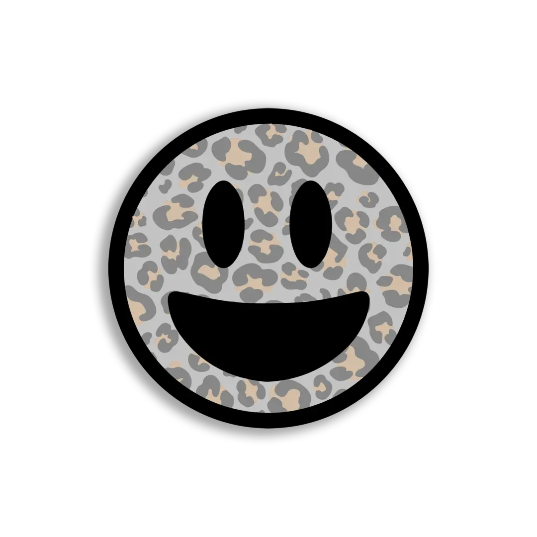 Smiling Leopard Print Emoji Face Sticker