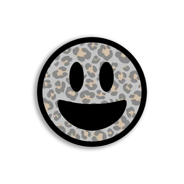 Smiling Leopard Print Emoji Face Sticker