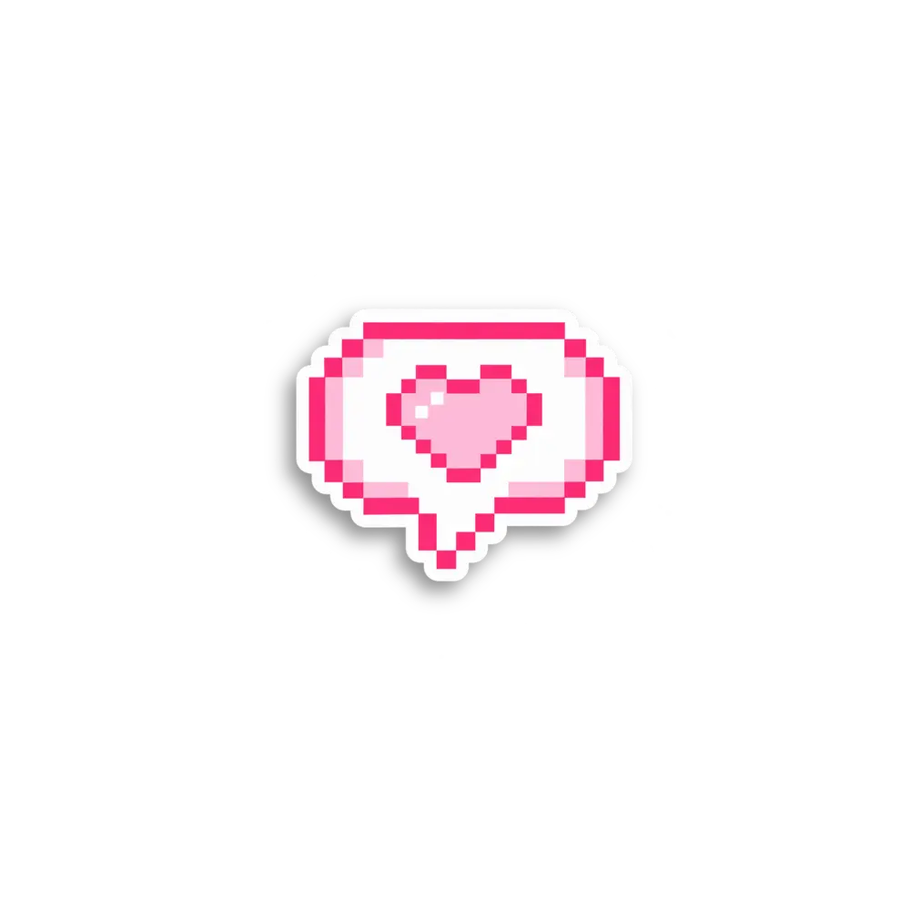 Pink Pixel Heart Bubble Sticker