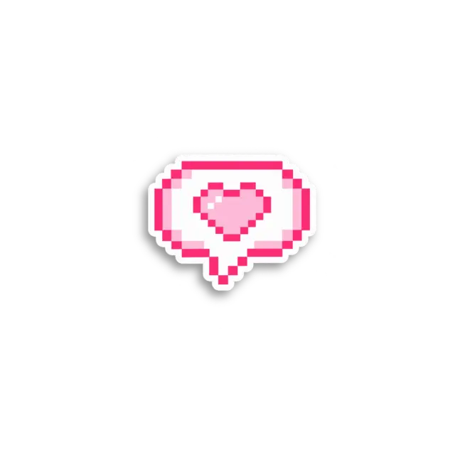 Rosa Pixel-Herz-Sprechblase Sticker