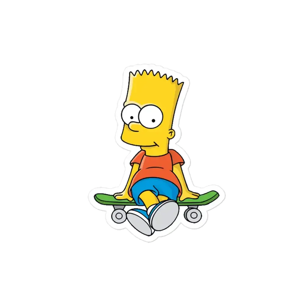 Pegatina de Bart Simpson sentado en un monopatín