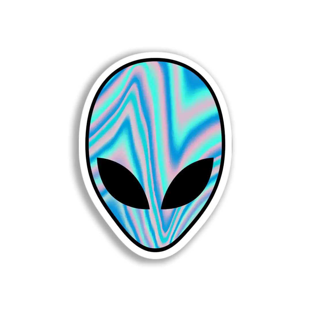Holografischer Alienkopf Sticker