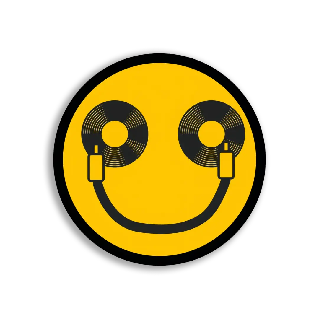 Happy Face With Records Sticker