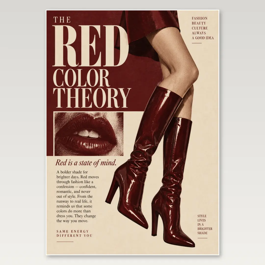 Rote Farbenlehre Stiefel A4-Poster