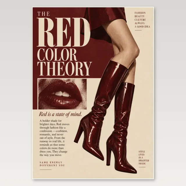 Red Color Theory Boots A4 Poster