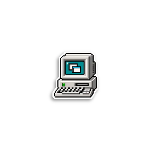Retro Teal Computer Sticker