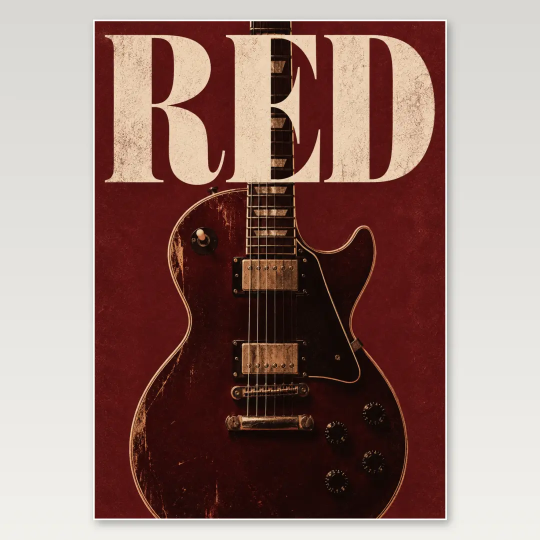 Burgundy Electric Guitar A4 Poster