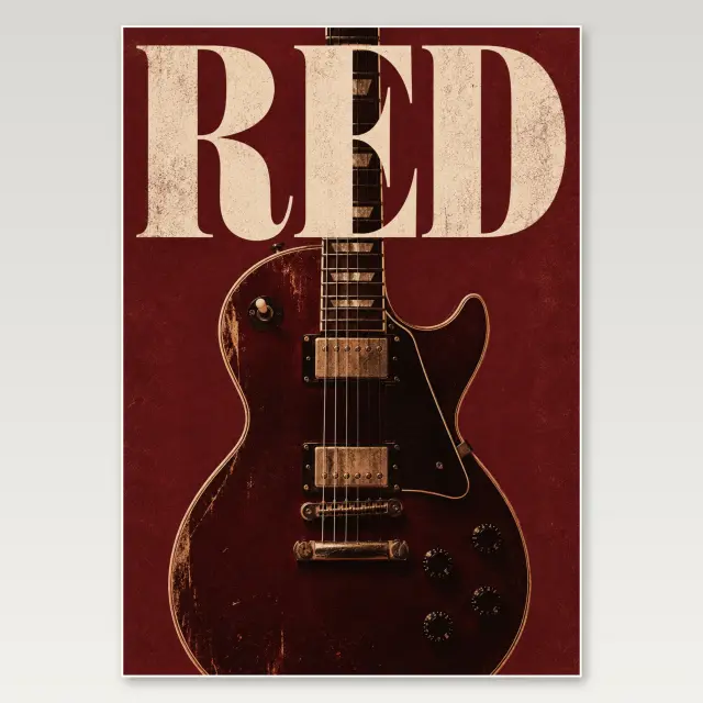 Burgunderrote E-Gitarre A4-Poster