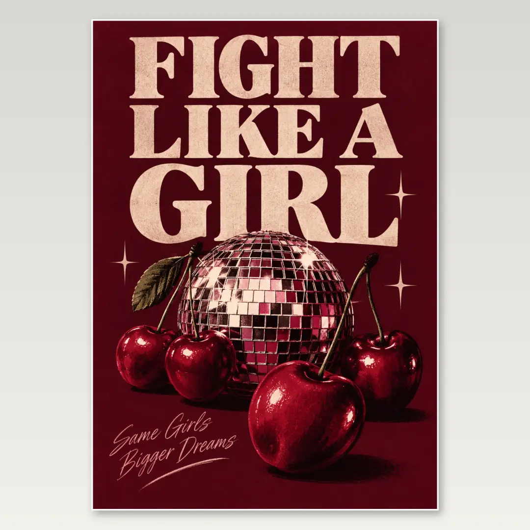 Fight Like A Girl Cherry A4 Poster