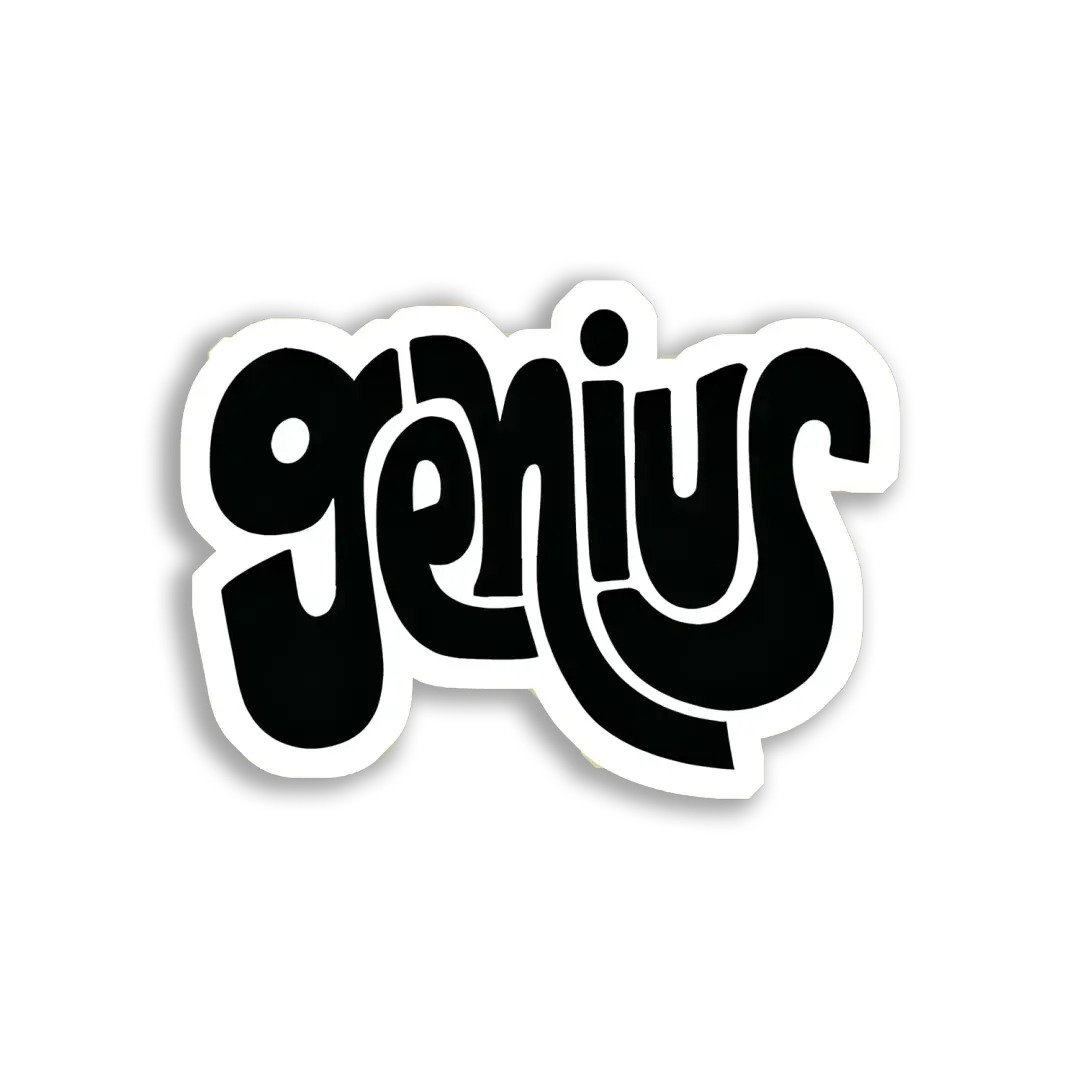 Genius Sticker in Bold Black Text Sticker