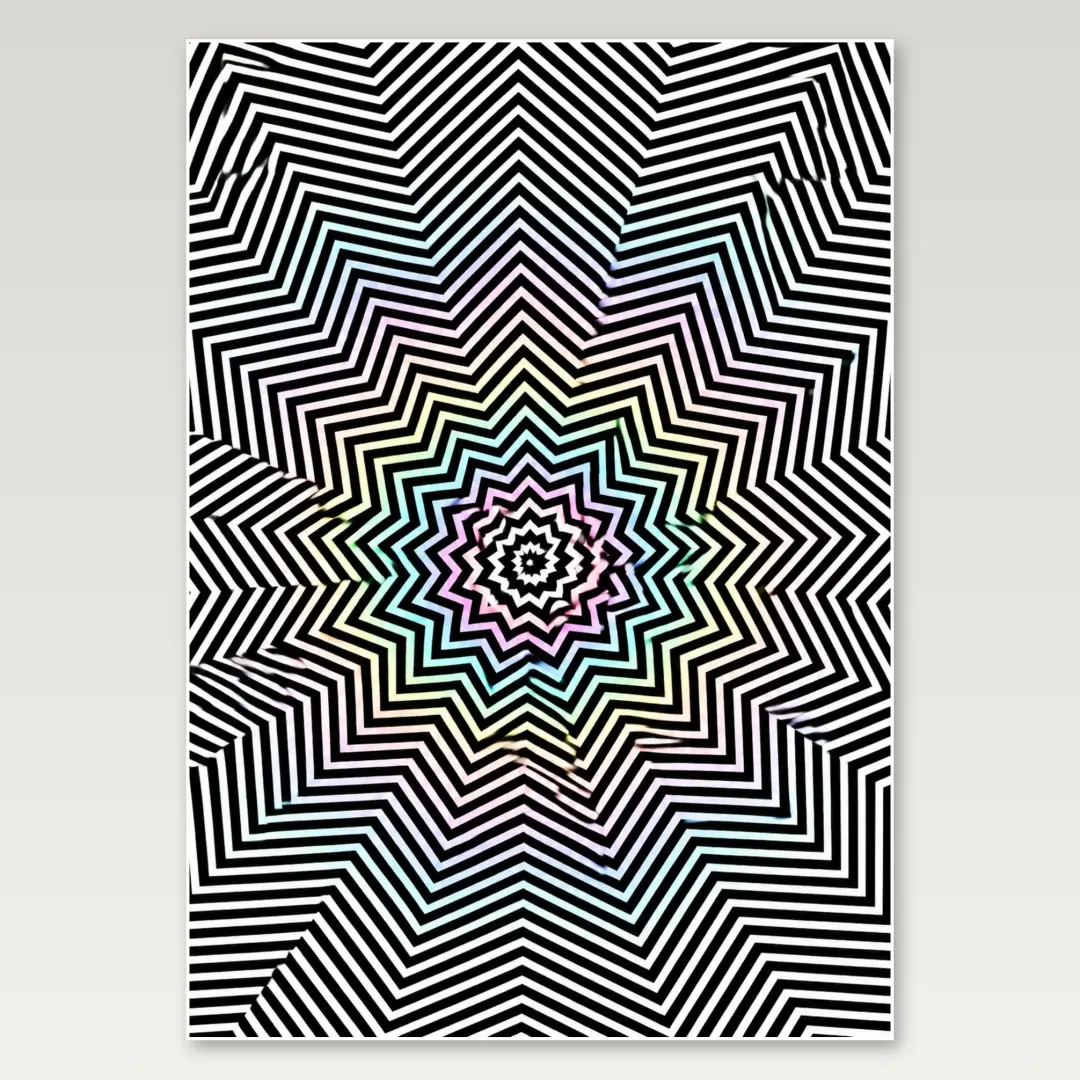 Monochrome Zigzag Mandala A4 Poster