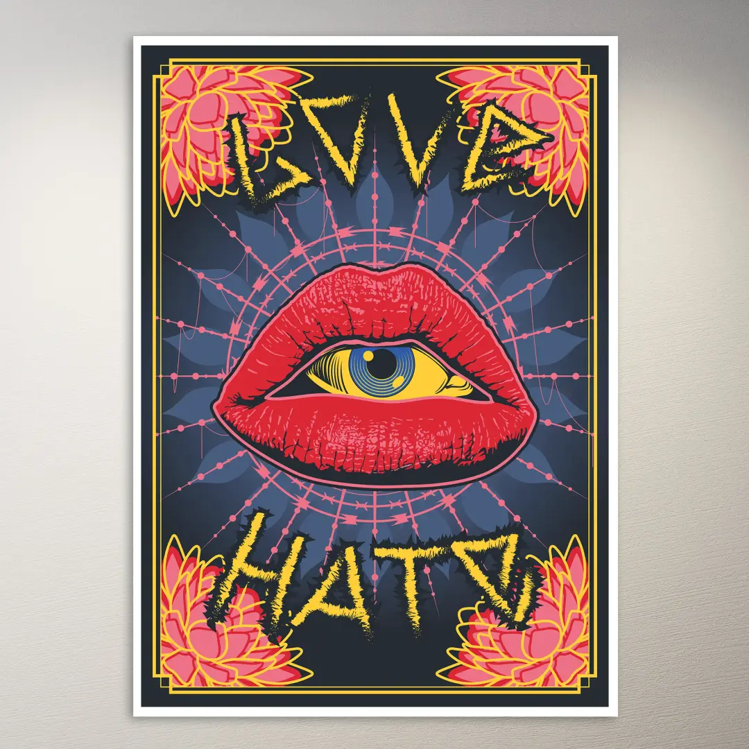 Póster vintage Amor Odio
