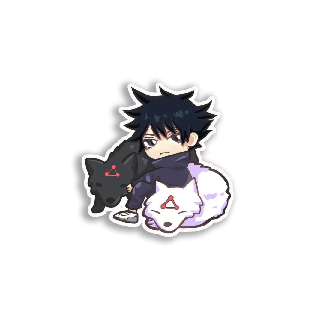 Boy with Two Wolves Sticker