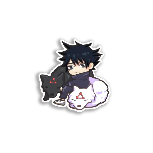 Boy with Two Wolves Sticker