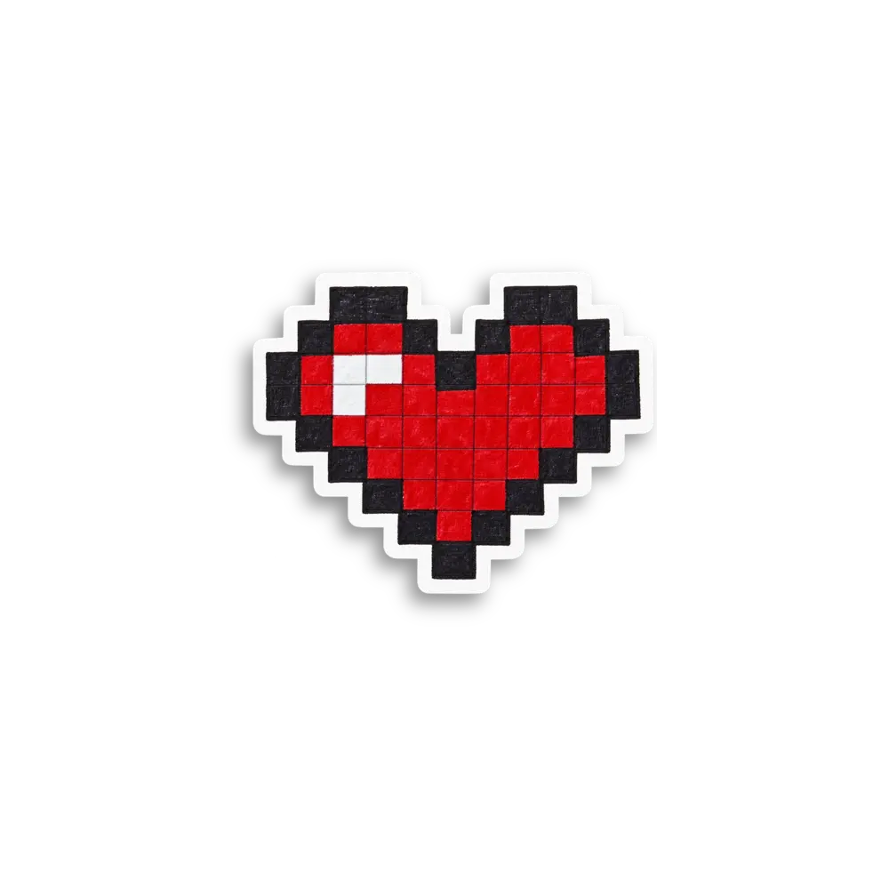 Pixel Red Heart Sticker