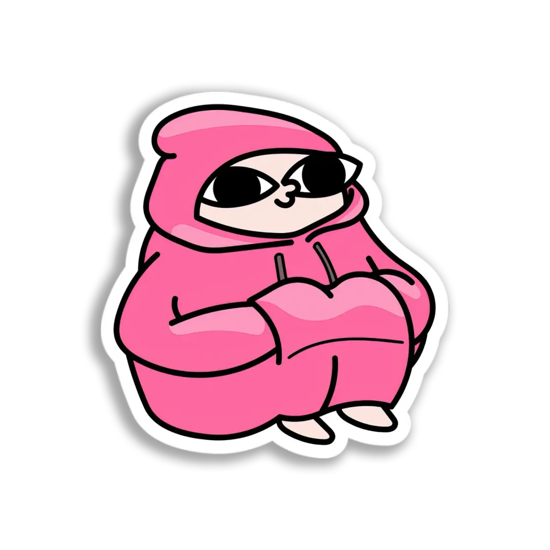Pink Hooded Figure Sticker
