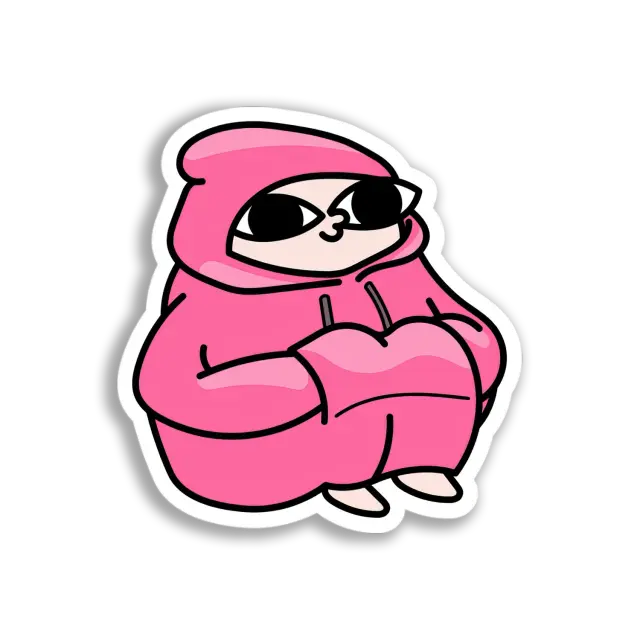 Pink Hooded Figure Sticker