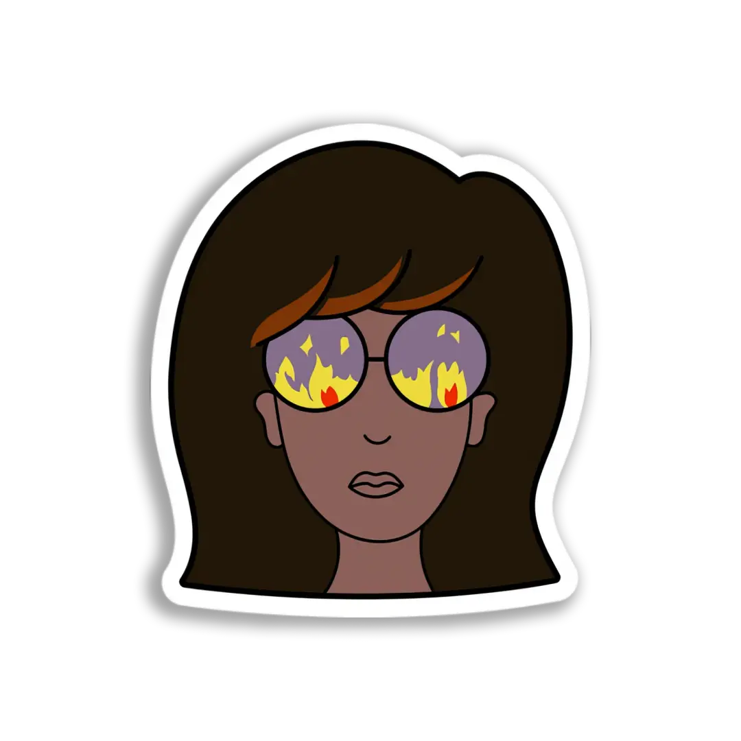 Fiery-Eyed Girl Portrait Sticker