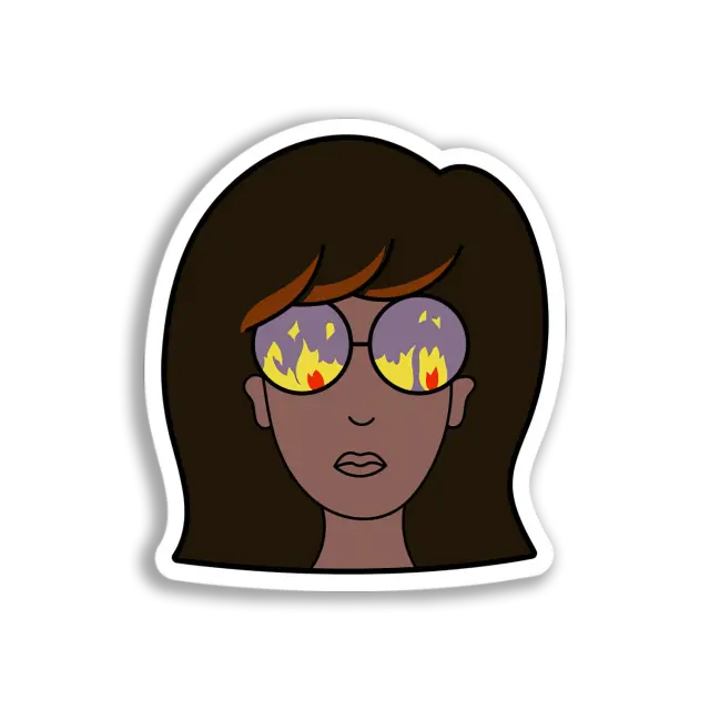 Fiery-Eyed Girl Portrait Sticker