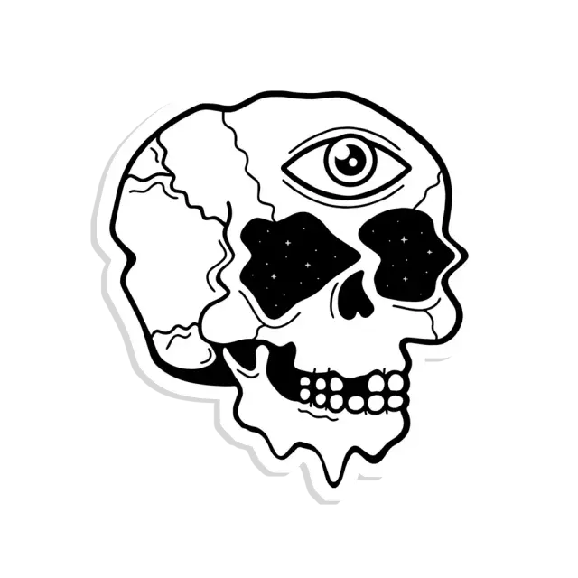 Trippy Skull Sticker