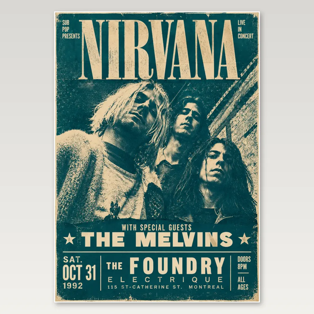 Póster A4 Concierto de Nirvana y Melvins
