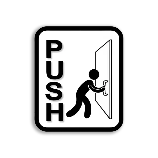 Push the Door to Open It Sticker