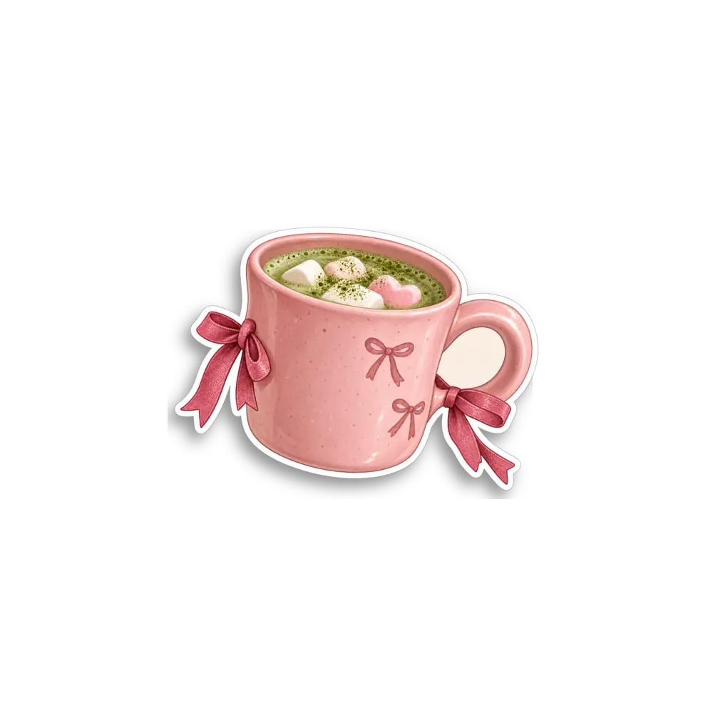 Pink Bow Mug Sticker