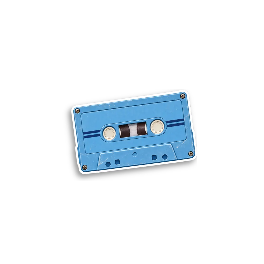 Blue Cassette Tape Sticker