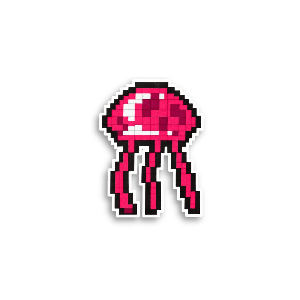 Pixel rosa Qualle Sticker
