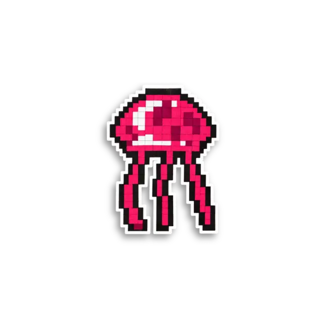Pixel Pink Jellyfish Sticker