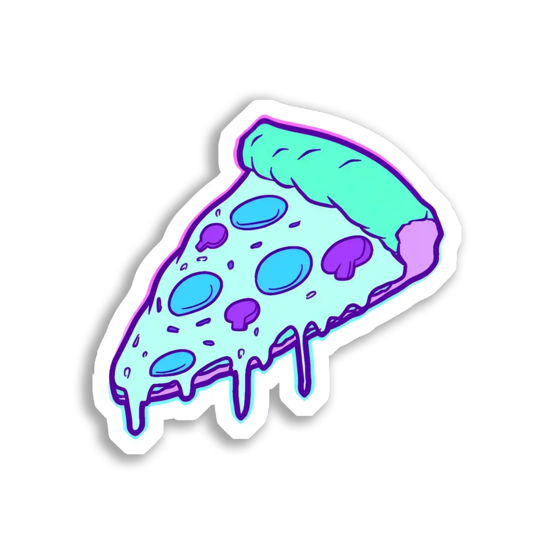 Zerlaufendes, tropfendes Pizzastück Sticker