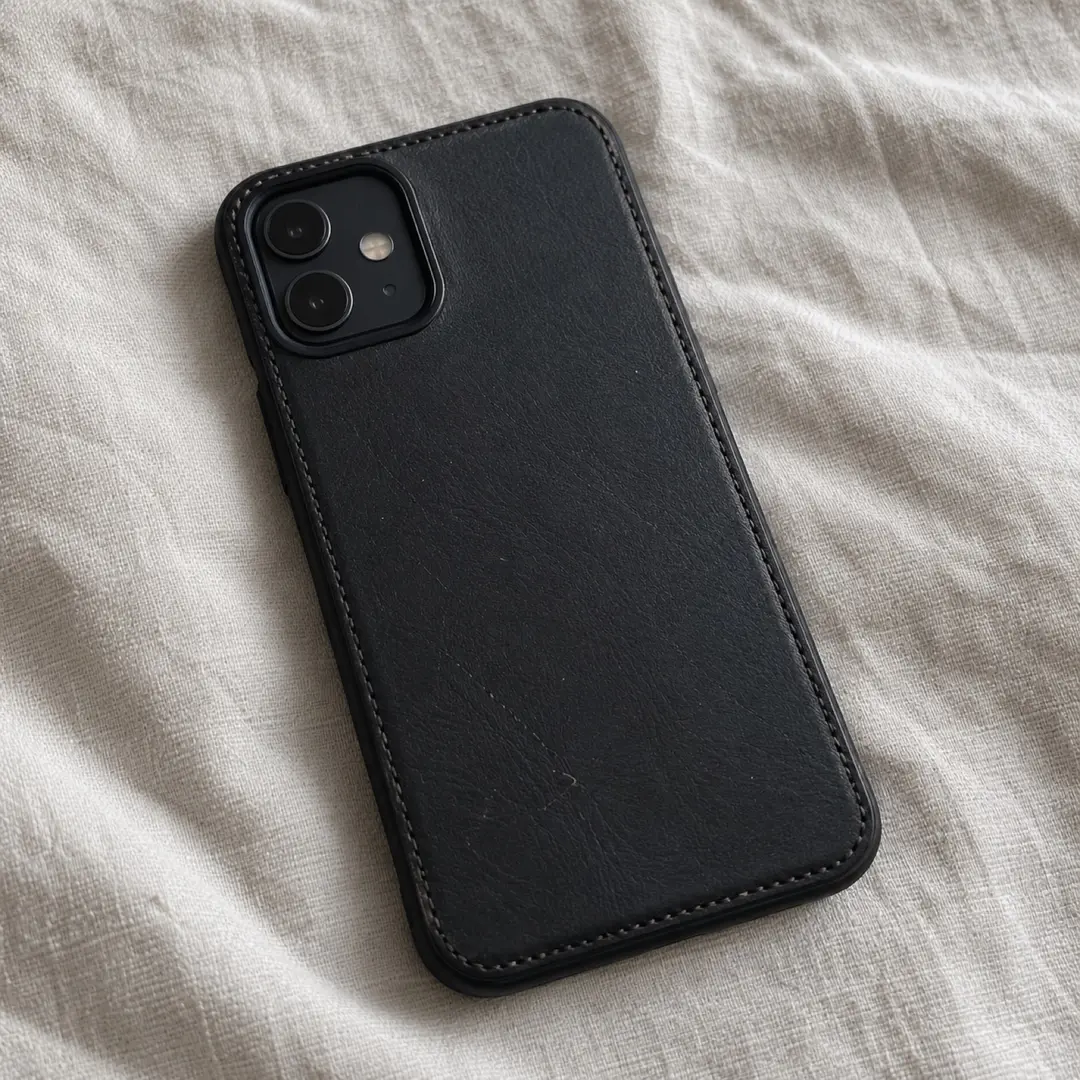 Black Leather Case for iPhone
