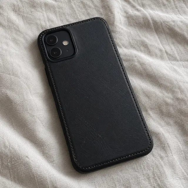 iPhone 黑色皮革手機殼