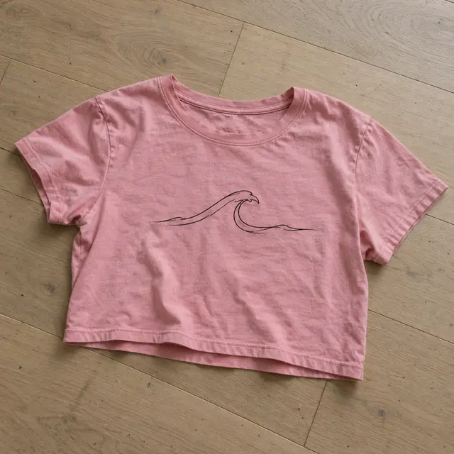 Crop top con ola — Rosa