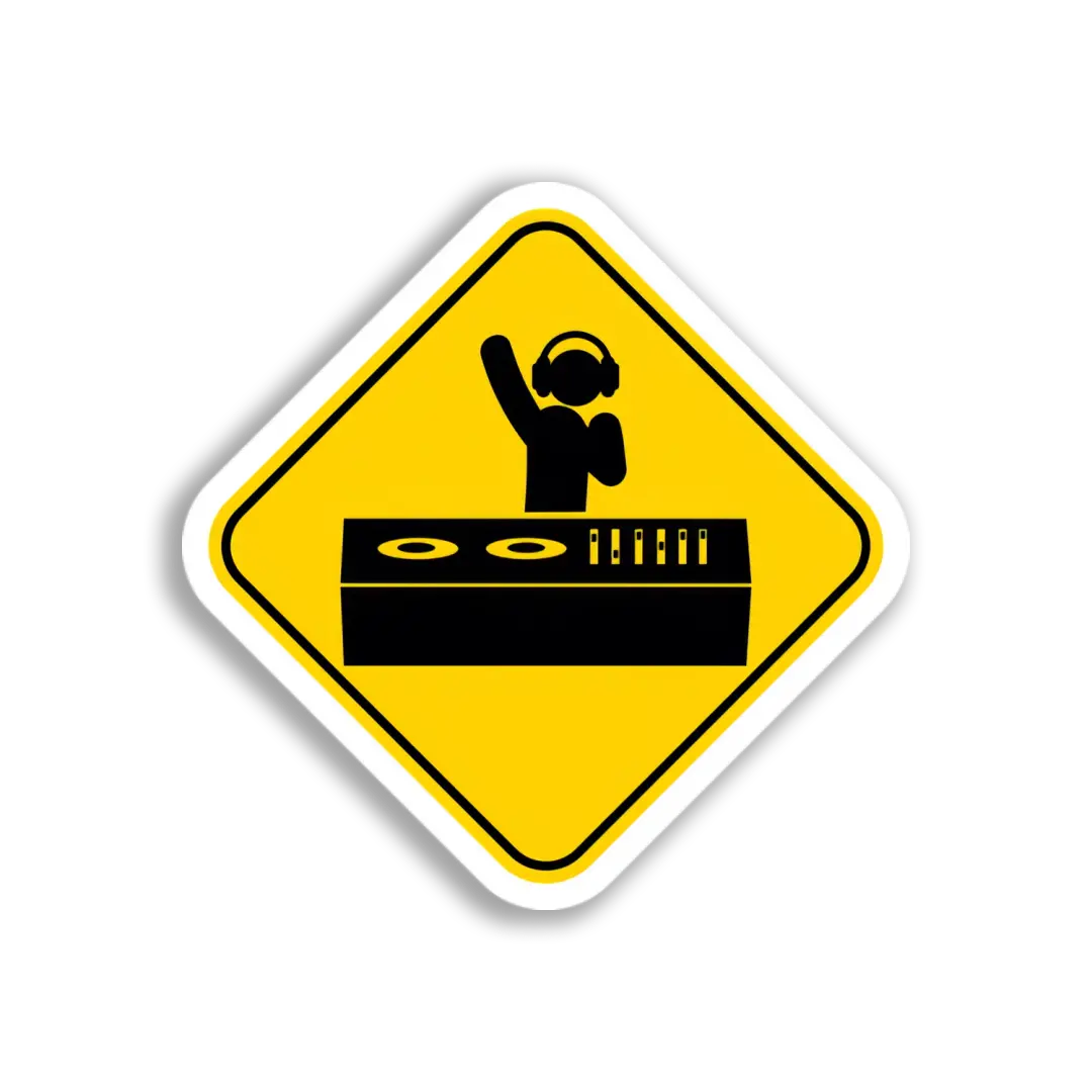 DJ Warning Sign Sticker