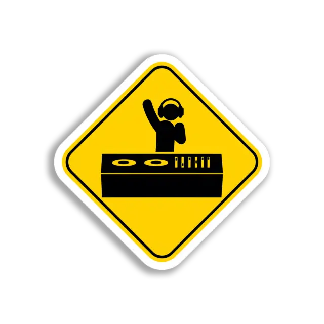 DJ Warning Sign Sticker