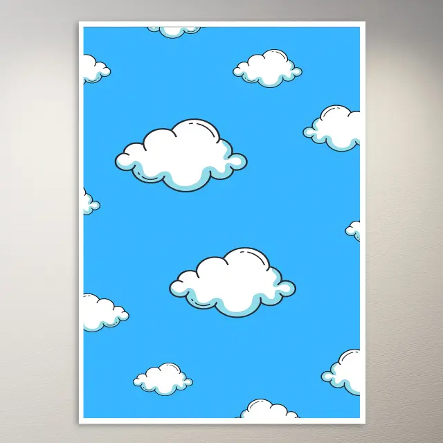 Weiße Wolken auf blauem Himmel Hintergrund Poster