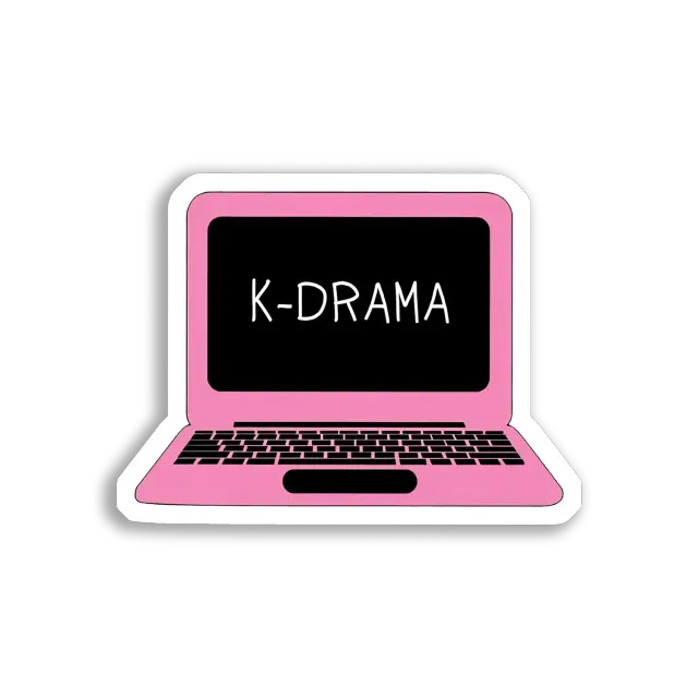 K-Drama auf rosa Laptop Sticker