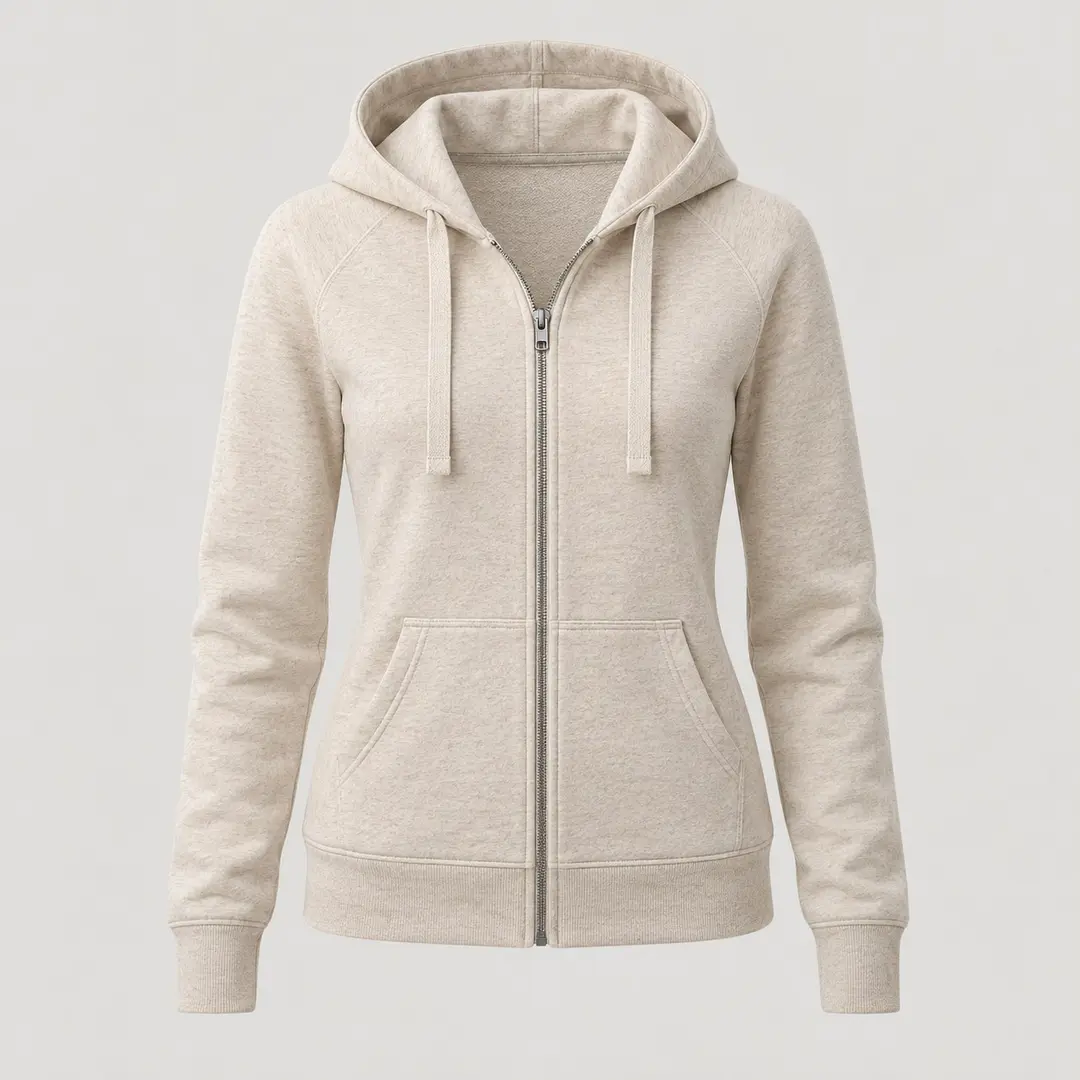 Temple Street Zip Hoodie in Oat