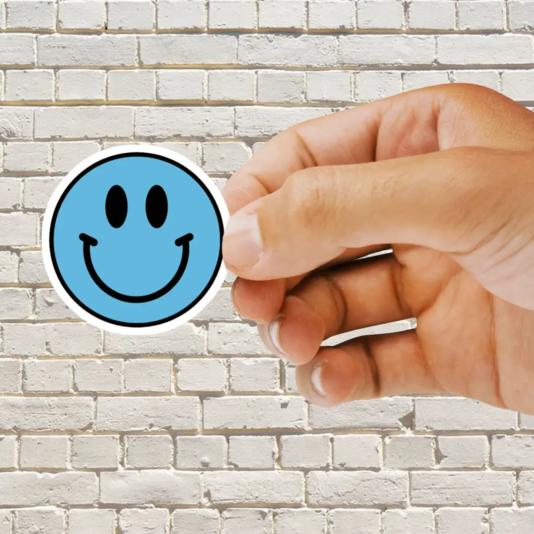 Blauer Smiley-Sticker