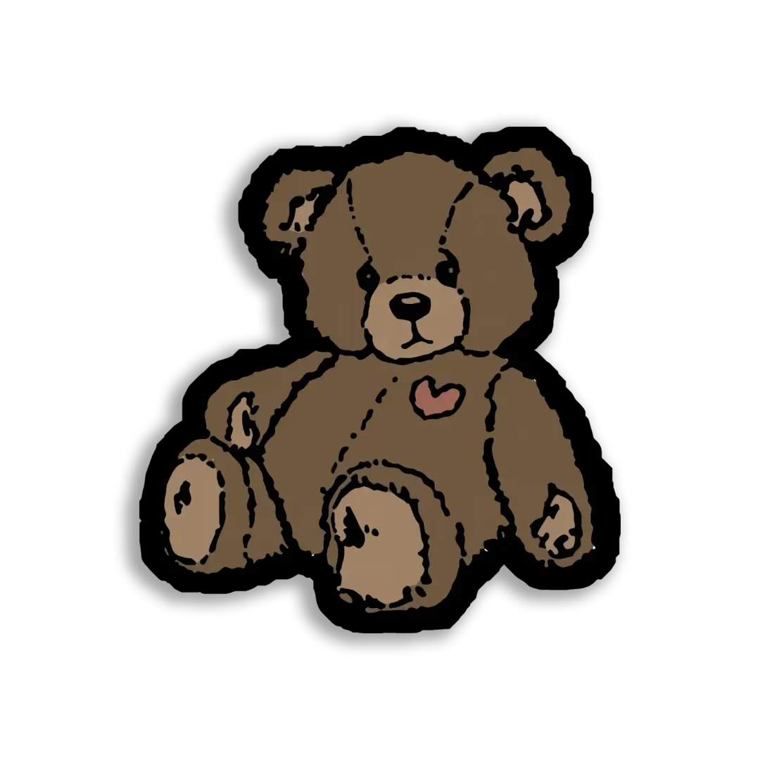 A Cute Brown Teddy Bear Sits Sticker