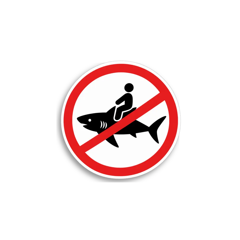 No Riding Sharks Sticker