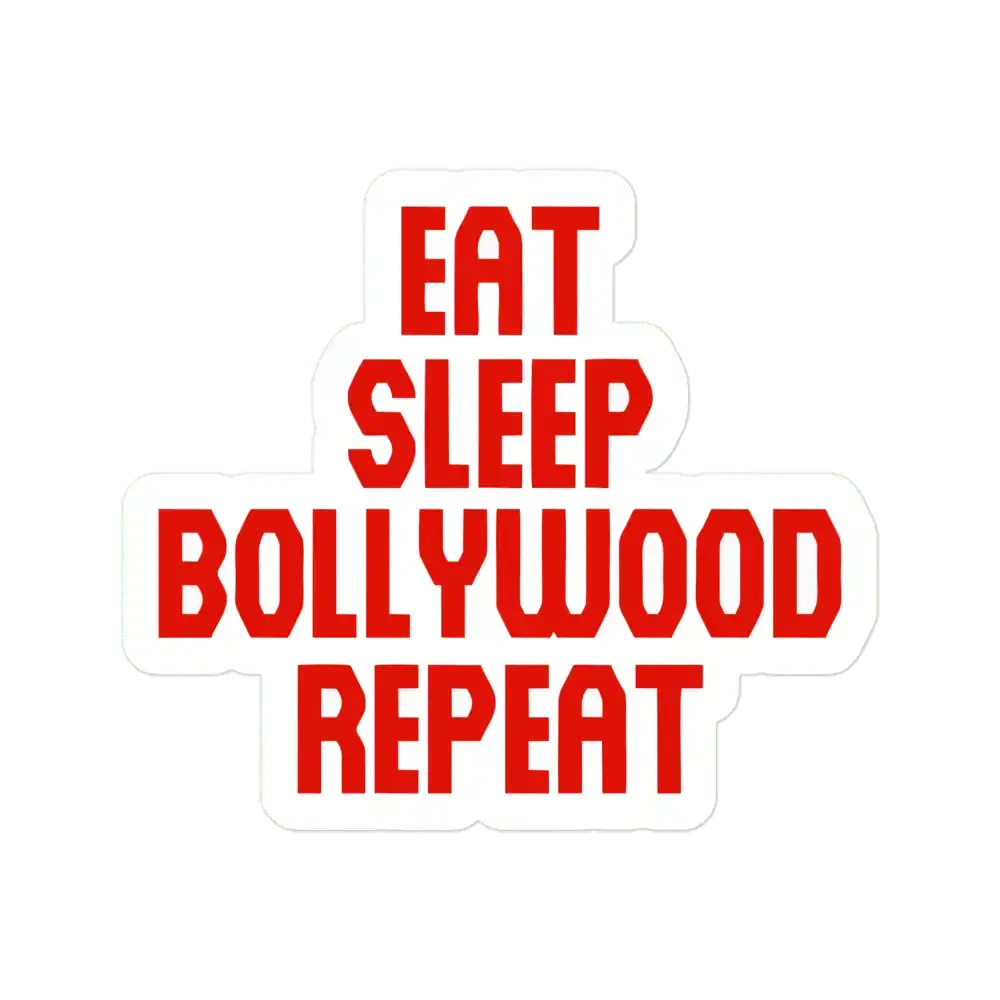 Eat Sleep Bollywood Repeat Red Yellow Sticker